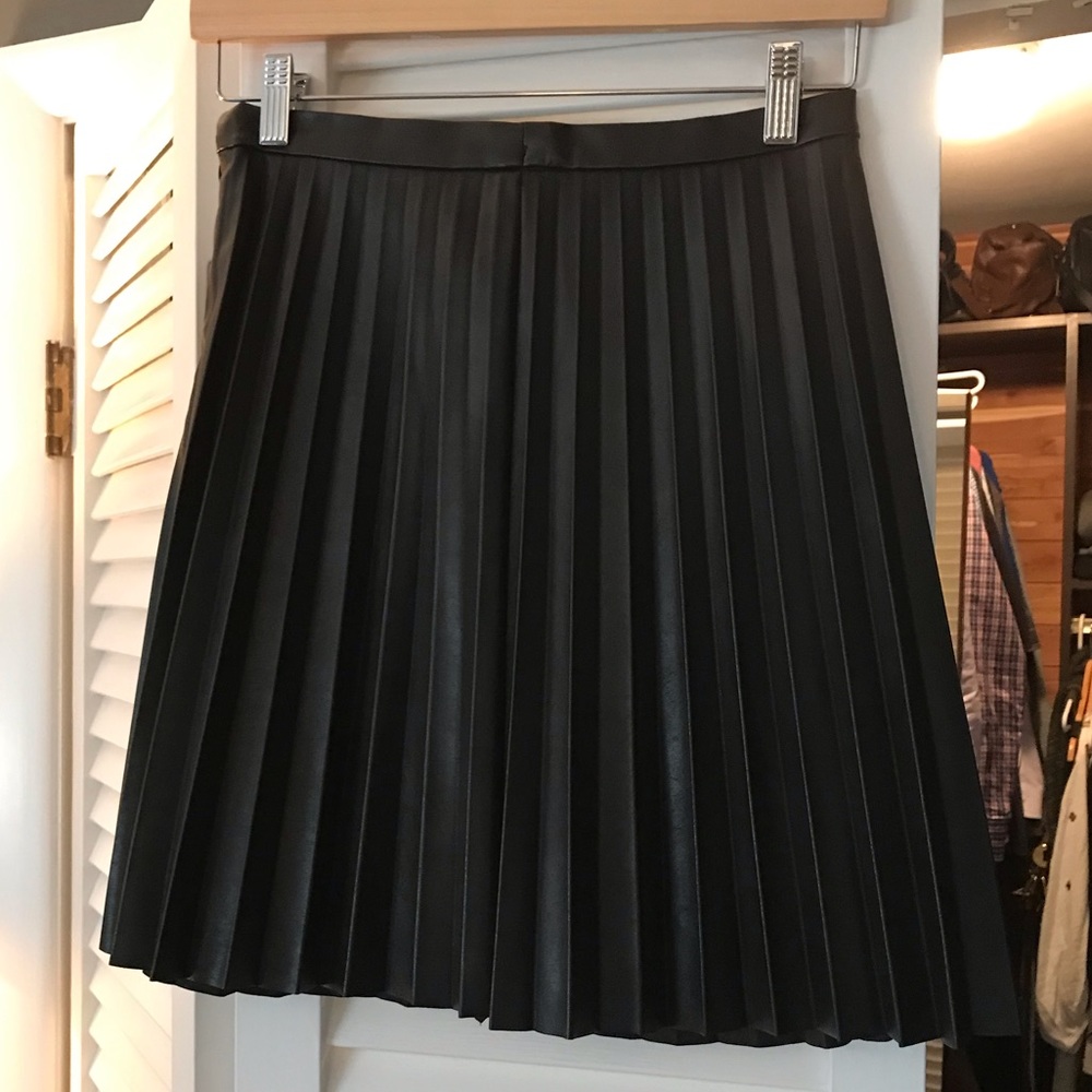 J Crew vegan leather pleated skirt